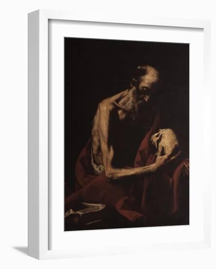 St. Jerome in Meditation-Jusepe de Ribera-Framed Art Print