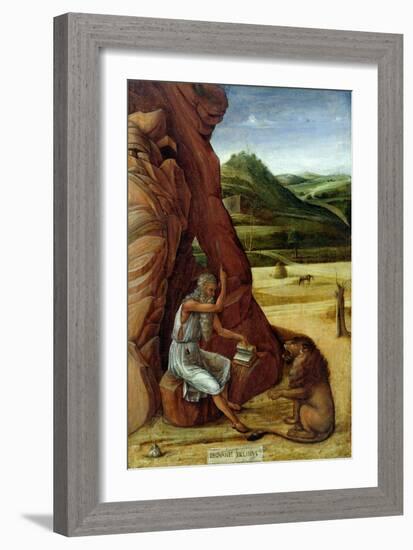 St. Jerome in the Wilderness, C.1450-Giovanni Bellini-Framed Giclee Print