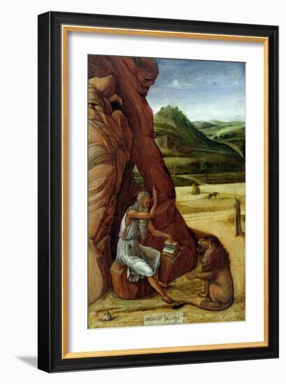 St. Jerome in the Wilderness, C.1450-Giovanni Bellini-Framed Giclee Print