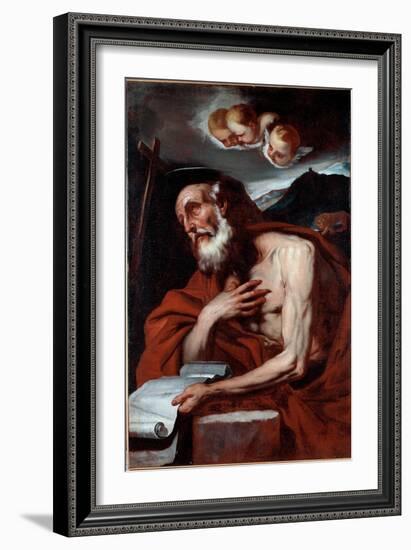 St Jerome (Oil on Canvas, 17Th Century)-Luca Giordano-Framed Giclee Print