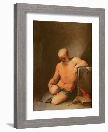 St. Jerome (Oil on Copper)-Lubin Baugin-Framed Giclee Print