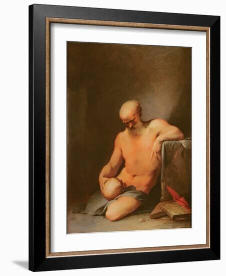 St. Jerome (Oil on Copper)-Lubin Baugin-Framed Giclee Print