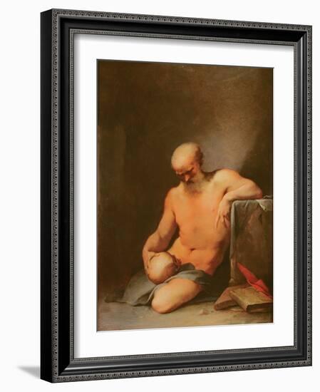 St. Jerome (Oil on Copper)-Lubin Baugin-Framed Giclee Print