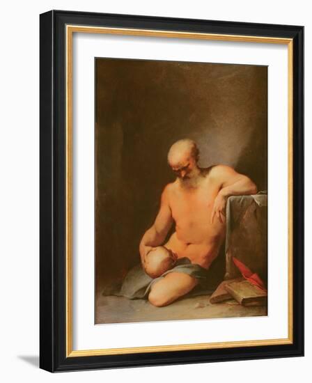 St. Jerome (Oil on Copper)-Lubin Baugin-Framed Giclee Print