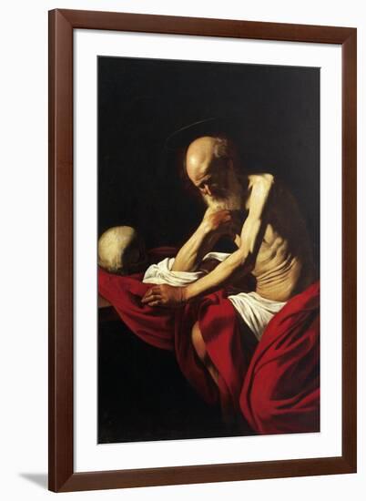 St Jerome Penitent-Caravaggio-Framed Giclee Print