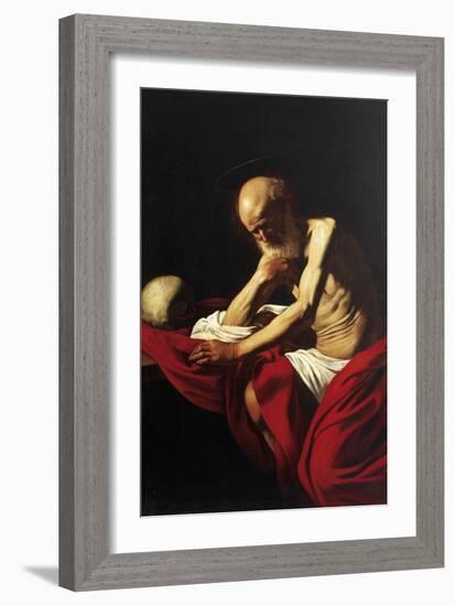 St Jerome Penitent-Caravaggio-Framed Giclee Print