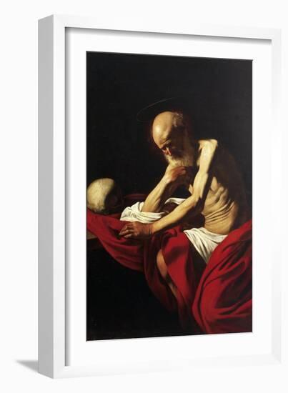 St Jerome Penitent-Caravaggio-Framed Giclee Print