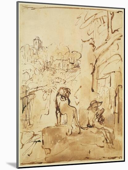 St. Jerome Reading in a Landscape, c.1653-54-Rembrandt van Rijn-Mounted Giclee Print