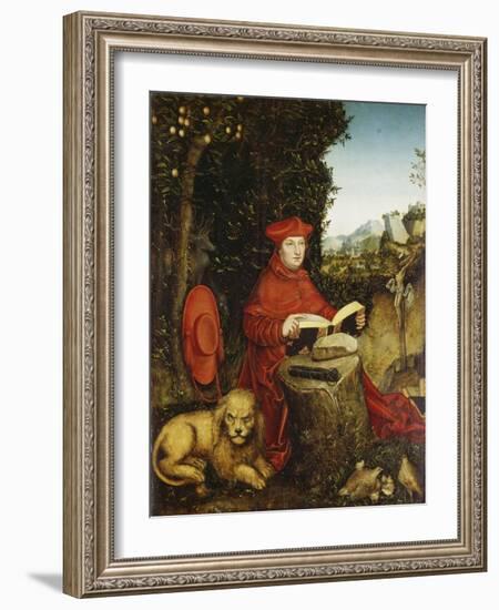 St. Jerome Reading-Lucas Cranach the Elder-Framed Giclee Print