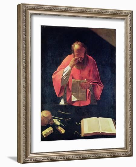 St.Jerome Reading-Georges de La Tour-Framed Giclee Print