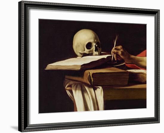 St. Jerome Writing, C.1604 (Detail)-Caravaggio-Framed Giclee Print