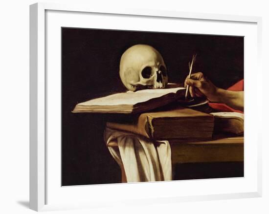 St. Jerome Writing, C.1604 (Detail)-Caravaggio-Framed Giclee Print