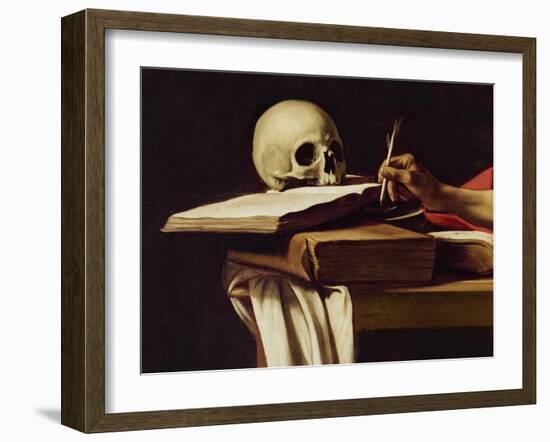 St. Jerome Writing, C.1604 (Detail)-Caravaggio-Framed Giclee Print