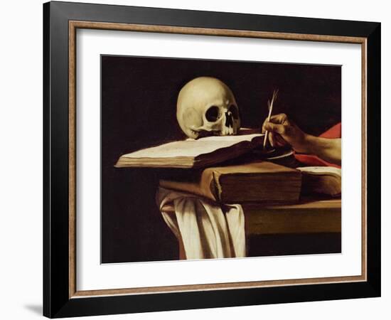 St. Jerome Writing, C.1604 (Detail)-Caravaggio-Framed Giclee Print