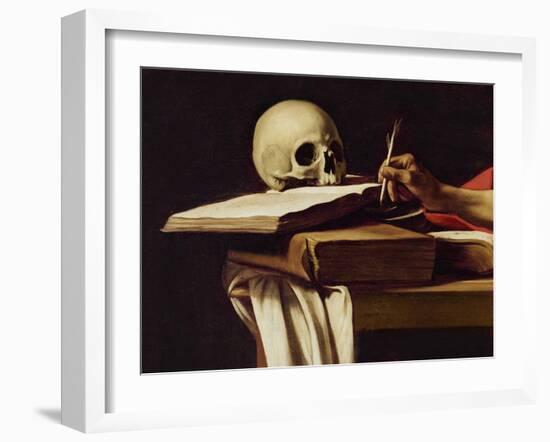 St. Jerome Writing, C.1604 (Detail)-Caravaggio-Framed Giclee Print