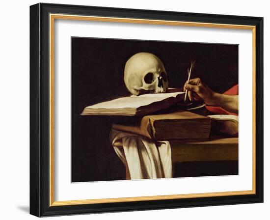 St. Jerome Writing, C.1604 (Detail)-Caravaggio-Framed Giclee Print