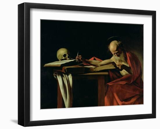 St. Jerome Writing, circa 1604-Caravaggio-Framed Giclee Print