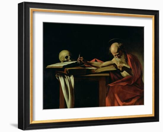 St. Jerome Writing, circa 1604-Caravaggio-Framed Giclee Print