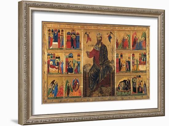 St. John Enthroned and Stories of his Life, Master of the St. John the Baptist Panel, 13th c. Italy-Master of the St John the Baptist Panel-Framed Art Print