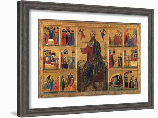 St. John Enthroned and Stories of his Life, Master of the St. John the Baptist Panel, 13th c. Italy-Master of the St John the Baptist Panel-Framed Art Print