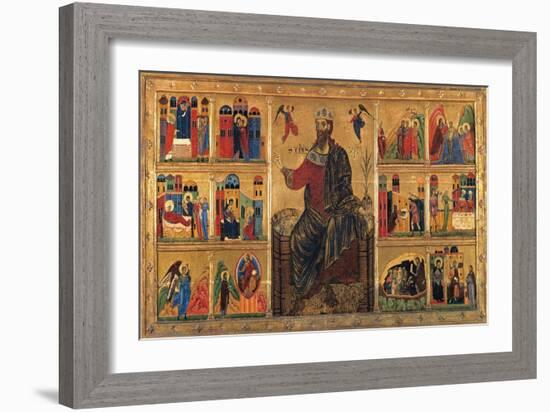 St. John Enthroned and Stories of his Life, Master of the St. John the Baptist Panel, 13th c. Italy-Master of the St John the Baptist Panel-Framed Art Print