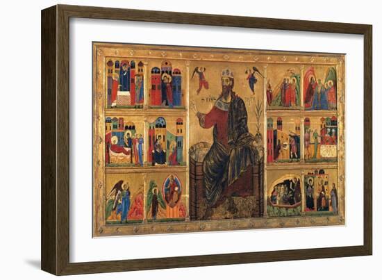 St. John Enthroned and Stories of his Life, Master of the St. John the Baptist Panel, 13th c. Italy-Master of the St John the Baptist Panel-Framed Art Print