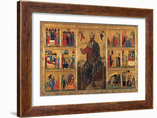 St. John Enthroned and Stories of his Life, Master of the St. John the Baptist Panel, 13th c. Italy-Master of the St John the Baptist Panel-Framed Art Print