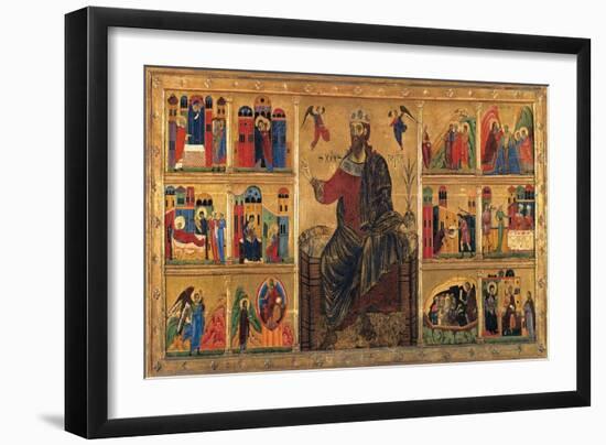 St. John Enthroned and Stories of his Life, Master of the St. John the Baptist Panel, 13th c. Italy-Master of the St John the Baptist Panel-Framed Art Print