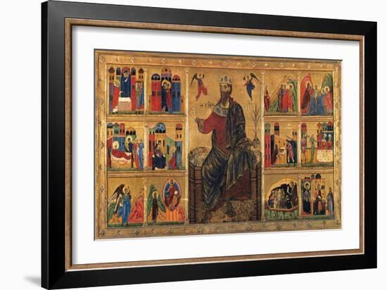 St. John Enthroned and Stories of his Life, Master of the St. John the Baptist Panel, 13th c. Italy-Master of the St John the Baptist Panel-Framed Art Print