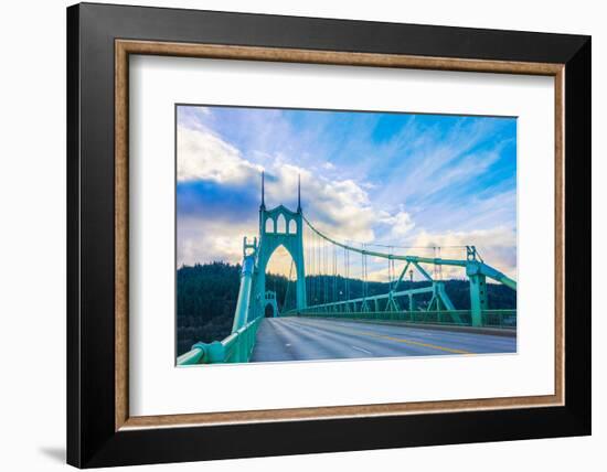 St. John's Bridge in Portland Oregon, Usa-diro-Framed Photographic Print