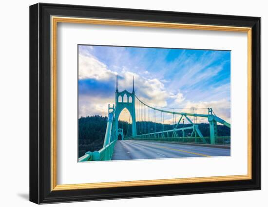 St. John's Bridge in Portland Oregon, Usa-diro-Framed Photographic Print