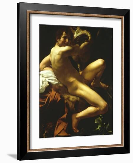 St John the Baptist, 1602-Caravaggio-Framed Giclee Print