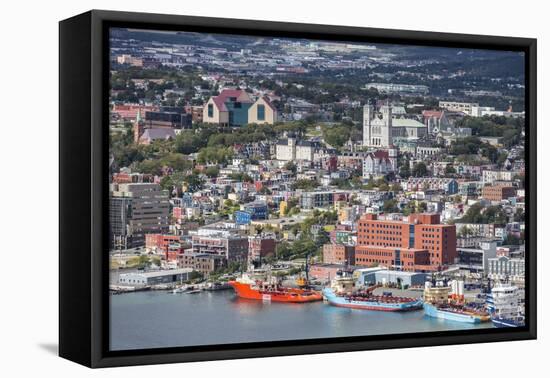 St. Johns Harbour and Downtown Area, St. John'S, Newfoundland, Canada, North America-Michael Nolan-Framed Premier Image Canvas