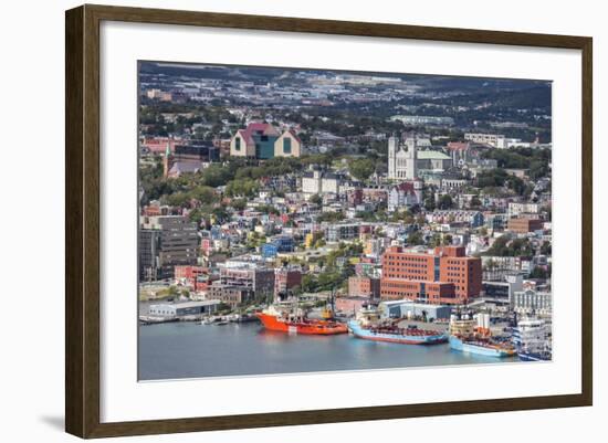 St. Johns Harbour and Downtown Area, St. John'S, Newfoundland, Canada, North America-Michael Nolan-Framed Photographic Print