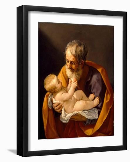 St. Joseph and the Christ Child, 1634-40 (Oil on Canvas)-Guido Reni-Framed Giclee Print