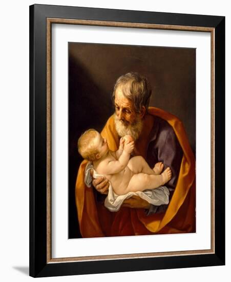 St. Joseph and the Christ Child, 1634-40 (Oil on Canvas)-Guido Reni-Framed Giclee Print