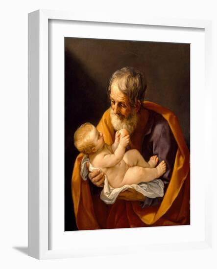 St. Joseph and the Christ Child, 1634-40 (Oil on Canvas)-Guido Reni-Framed Giclee Print