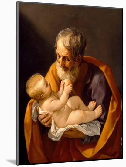 St. Joseph and the Christ Child, 1634-40 (Oil on Canvas)-Guido Reni-Mounted Giclee Print
