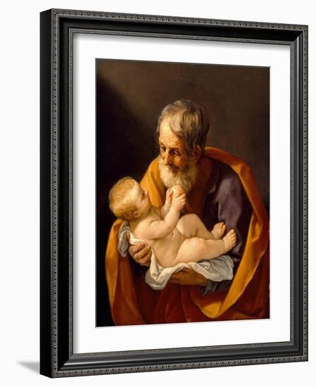 St. Joseph and the Christ Child, 1634-40 (Oil on Canvas)-Guido Reni-Framed Giclee Print