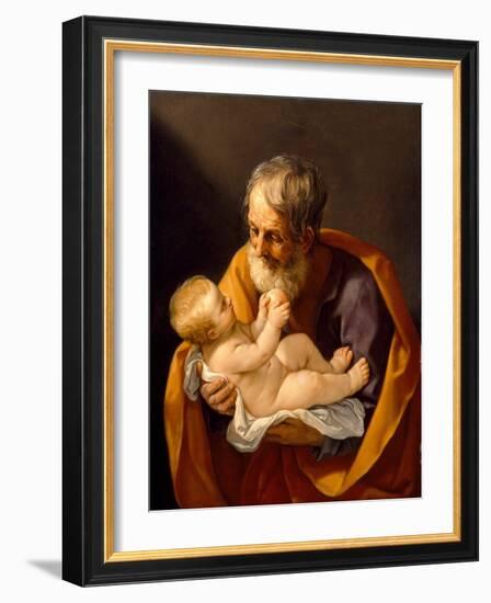 St. Joseph and the Christ Child, 1634-40 (Oil on Canvas)-Guido Reni-Framed Giclee Print