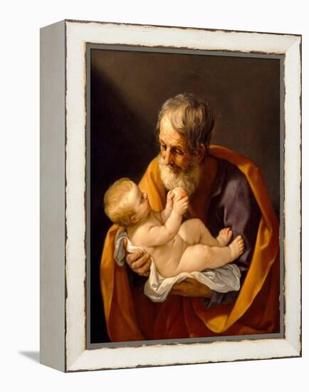 St. Joseph and the Christ Child, 1634-40 (Oil on Canvas)-Guido Reni-Framed Premier Image Canvas