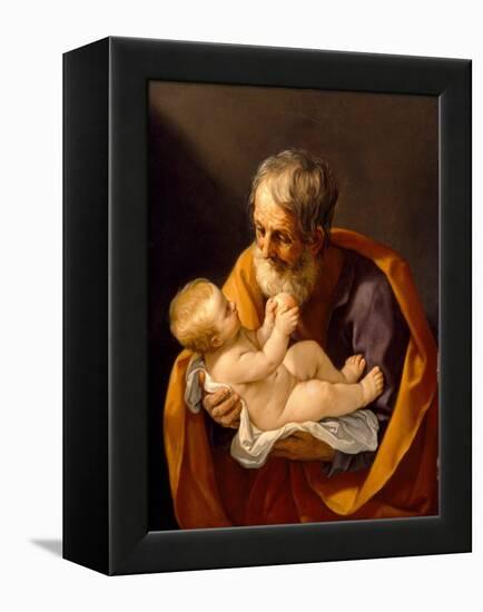 St. Joseph and the Christ Child, 1634-40 (Oil on Canvas)-Guido Reni-Framed Premier Image Canvas