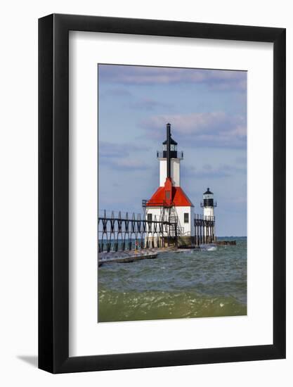 St. Joseph North Pier Lighthouses. St. Joseph, Michigan, USA.-Richard & Susan Day-Framed Photographic Print