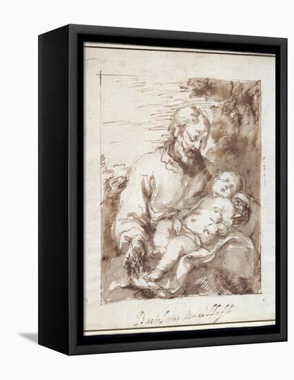 St. Joseph with the Sleeping Christ Child-Bartolome Esteban Murillo-Framed Premier Image Canvas