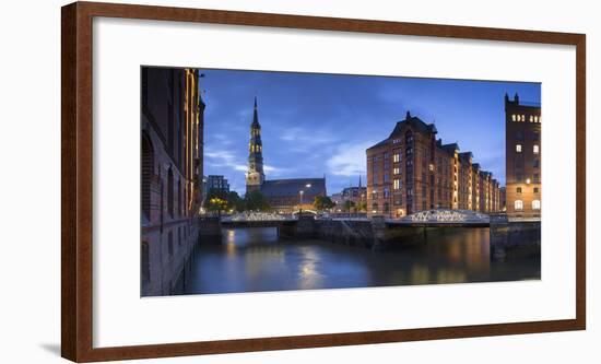 St Katharinen Church and warehouses of Speicherstadt (UNESCO World Heritage Site), Hamburg, Germany-Ian Trower-Framed Photographic Print