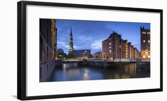 St Katharinen Church and warehouses of Speicherstadt (UNESCO World Heritage Site), Hamburg, Germany-Ian Trower-Framed Photographic Print