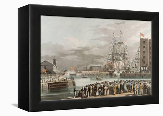 St. Katherine's Dock: Opening on 25th October 1828, Engraved by E. Duncan (Coloured Aquatint)-William John Huggins-Framed Premier Image Canvas