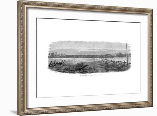 St Kilda Road, South Side of Prince's Bridge - Floods at Melbourne, Australia, 1864-null-Framed Giclee Print