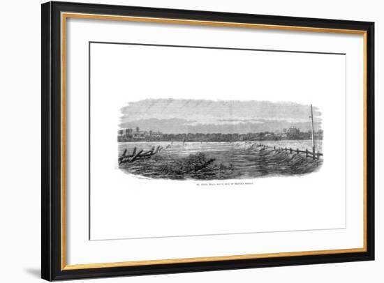 St Kilda Road, South Side of Prince's Bridge - Floods at Melbourne, Australia, 1864-null-Framed Giclee Print