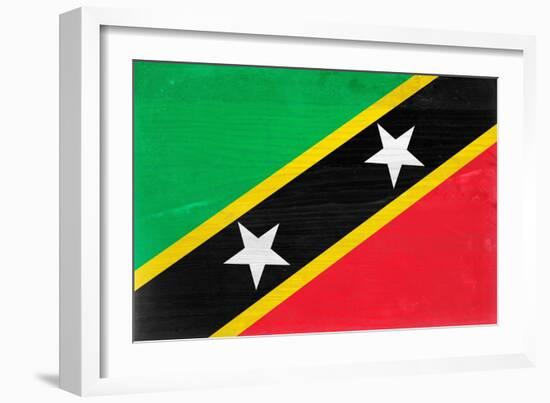 St. Kitts And Nevis Flag Design with Wood Patterning - Flags of the World Series-Philippe Hugonnard-Framed Art Print